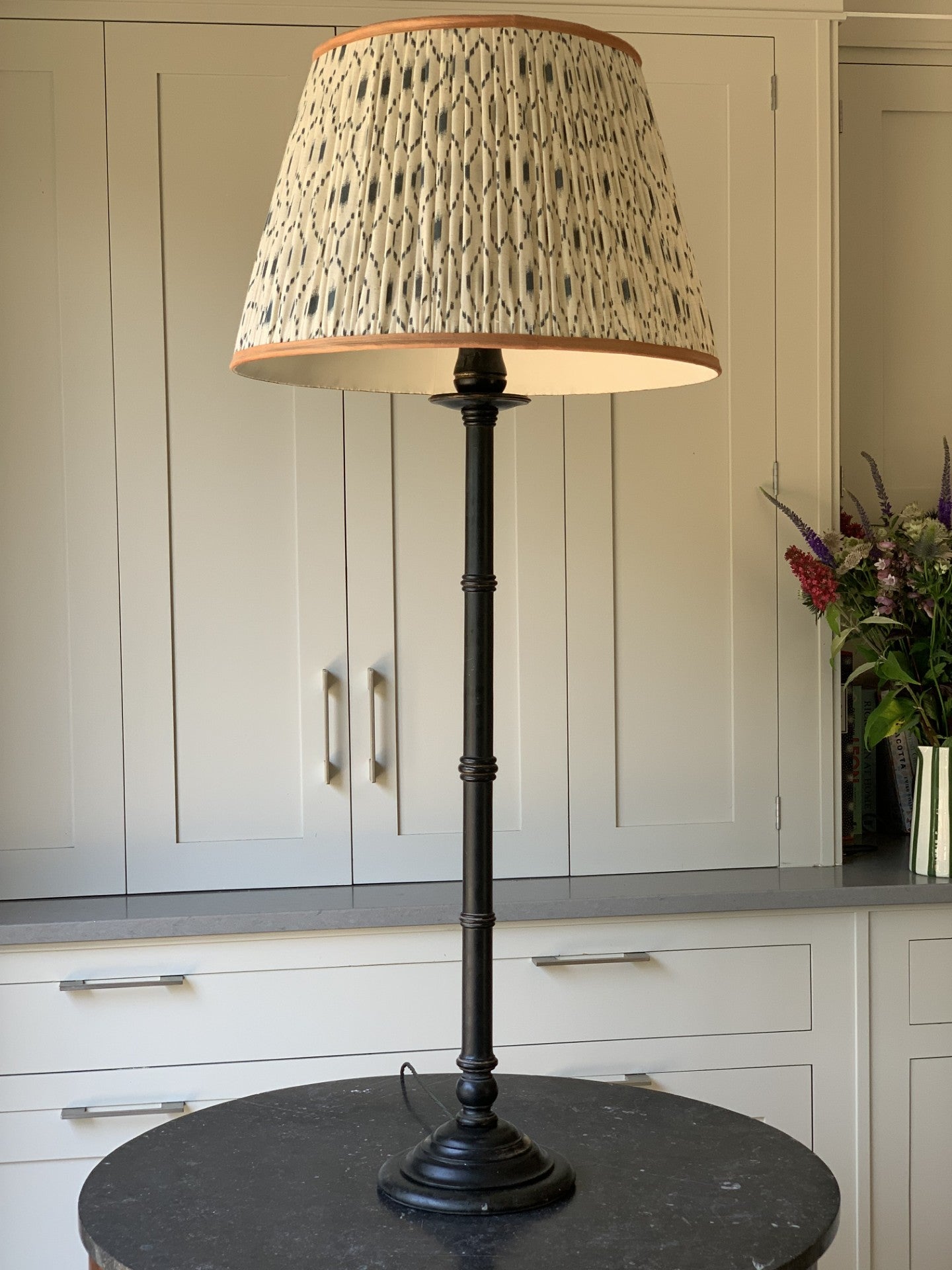 Extra Tall Black and Gilt Wooden Lamp