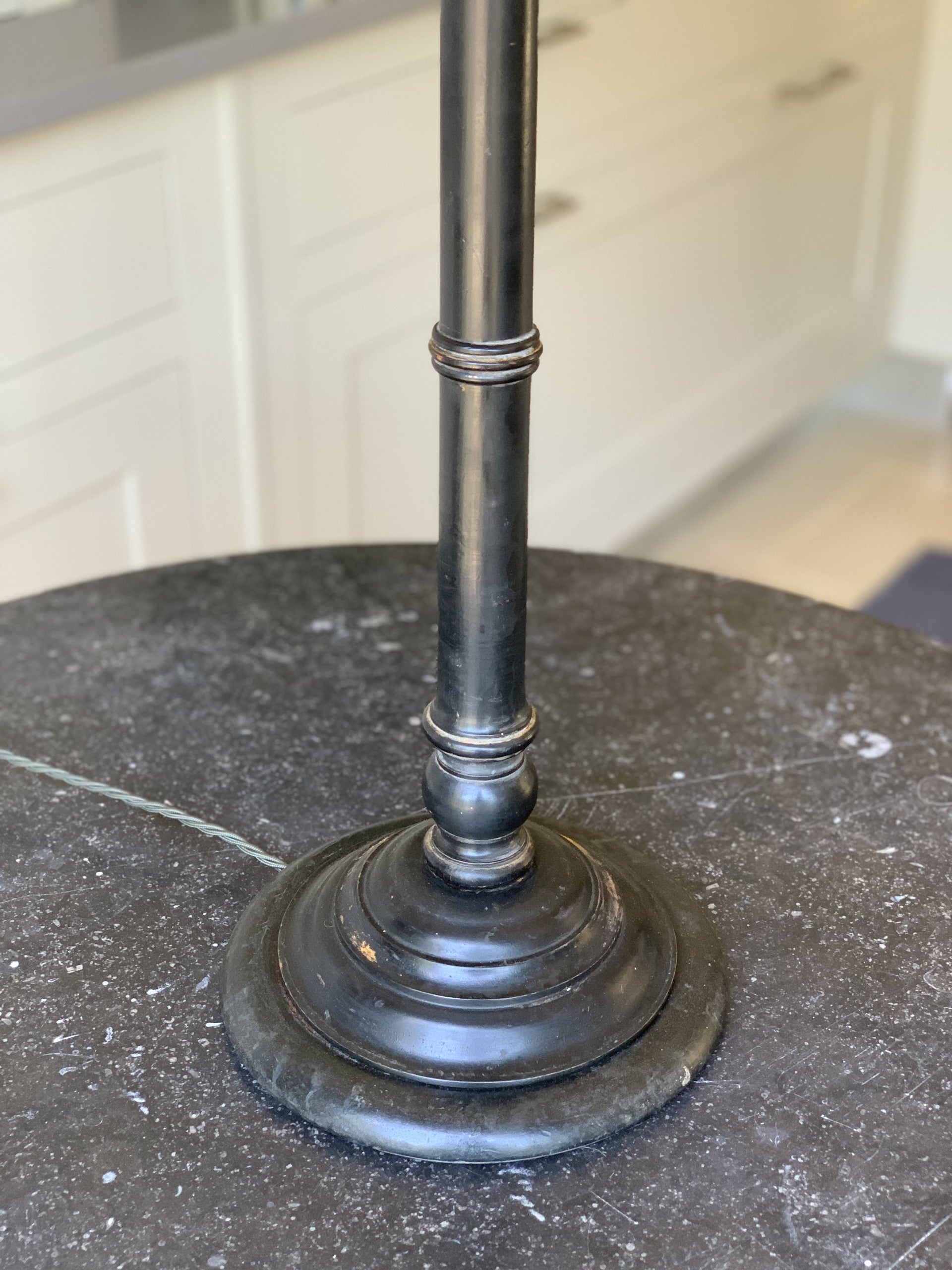 Extra Tall Black and Gilt Wooden Lamp