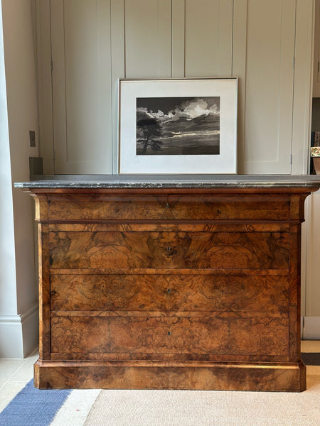 French Marble Topped Commode with Dappled Grey Marble Top