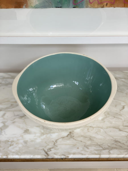 Vintage White Mixing Bowl with Duck Egg Blue interior