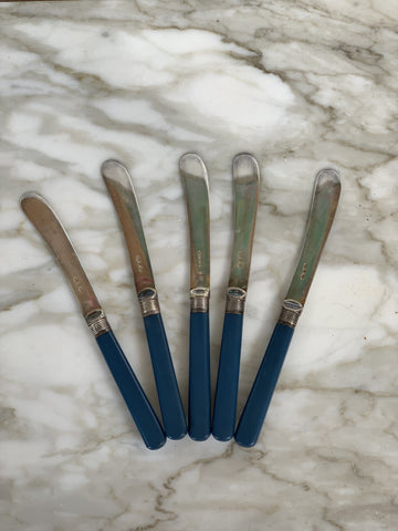 Set of ‘5’ Tea Knives with Blue Handles