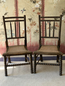 Pair of Bobbin and cane nursing chairs