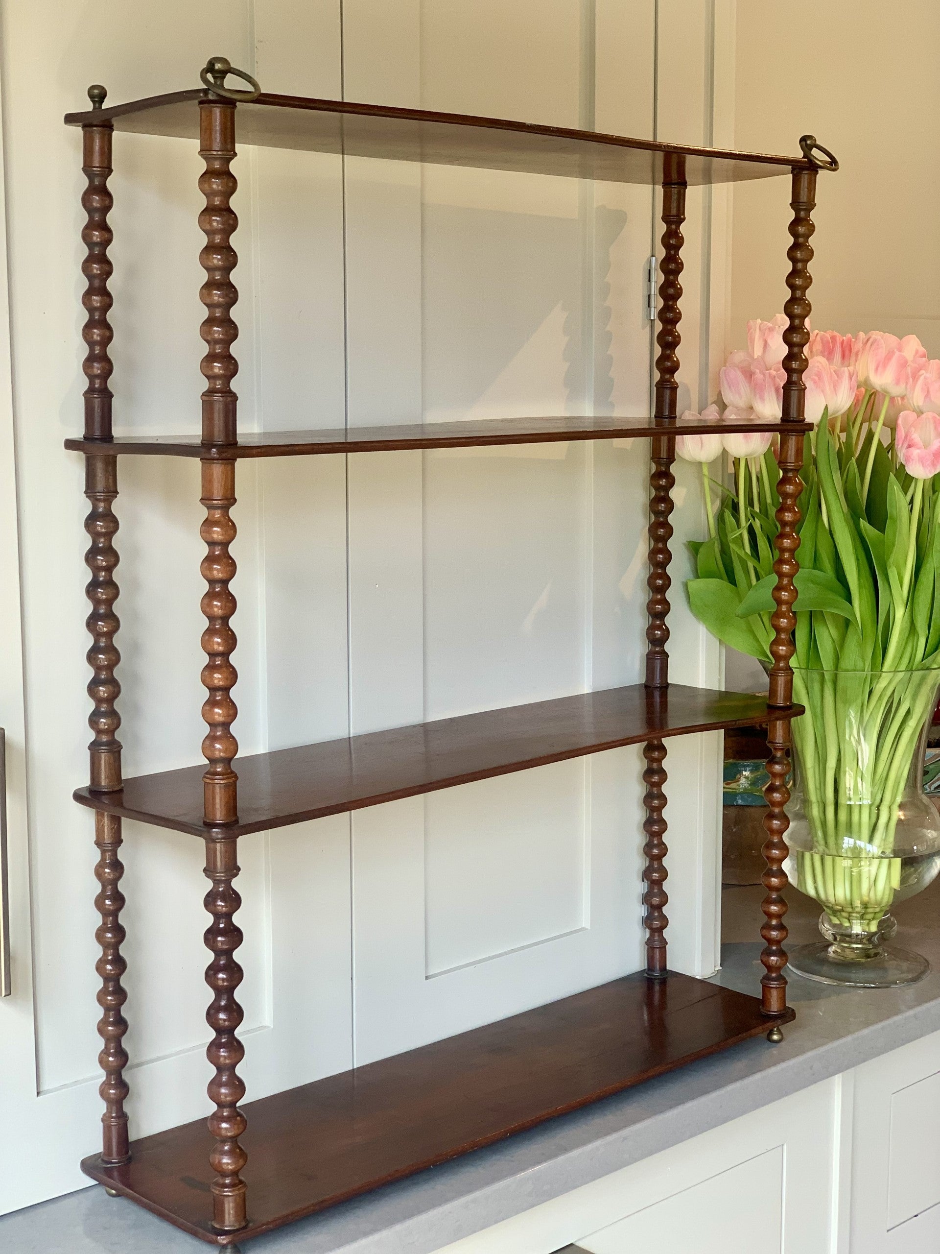 Medium French Mahogany Bobbin Wall Shelf