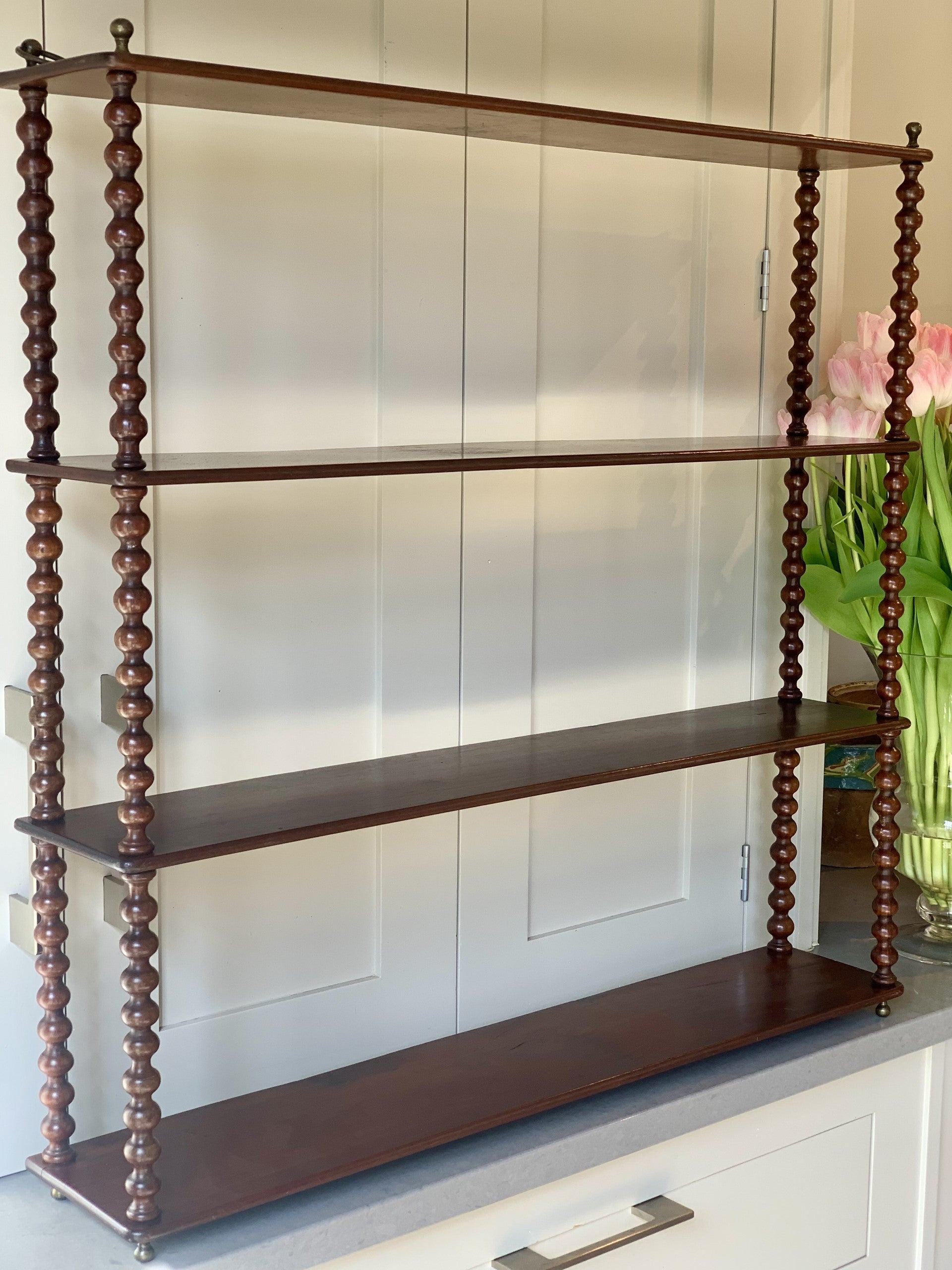 Large French Mahogany Bobbin Wall Shelf