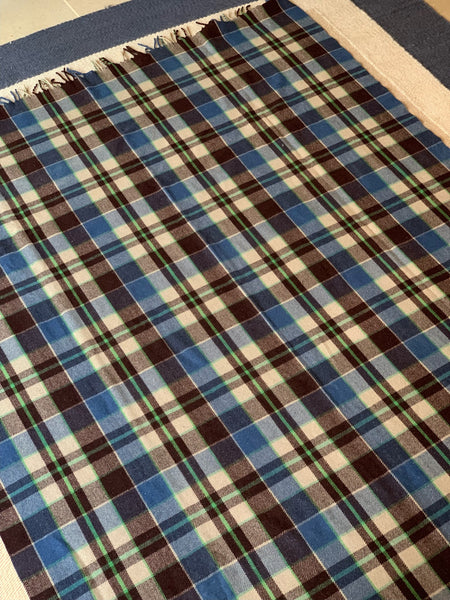 Vintage Brown and Blue Tartan Blanket