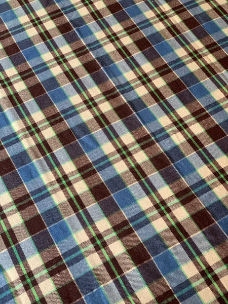 Vintage Brown and Blue Tartan Blanket