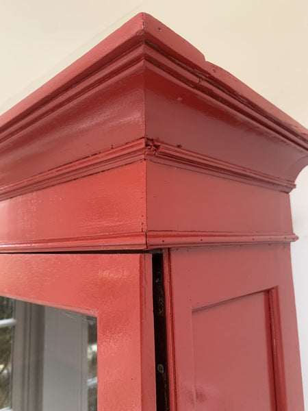 Tall Mahogany Glazed Wall Cabinet Painted in Ferrari Red