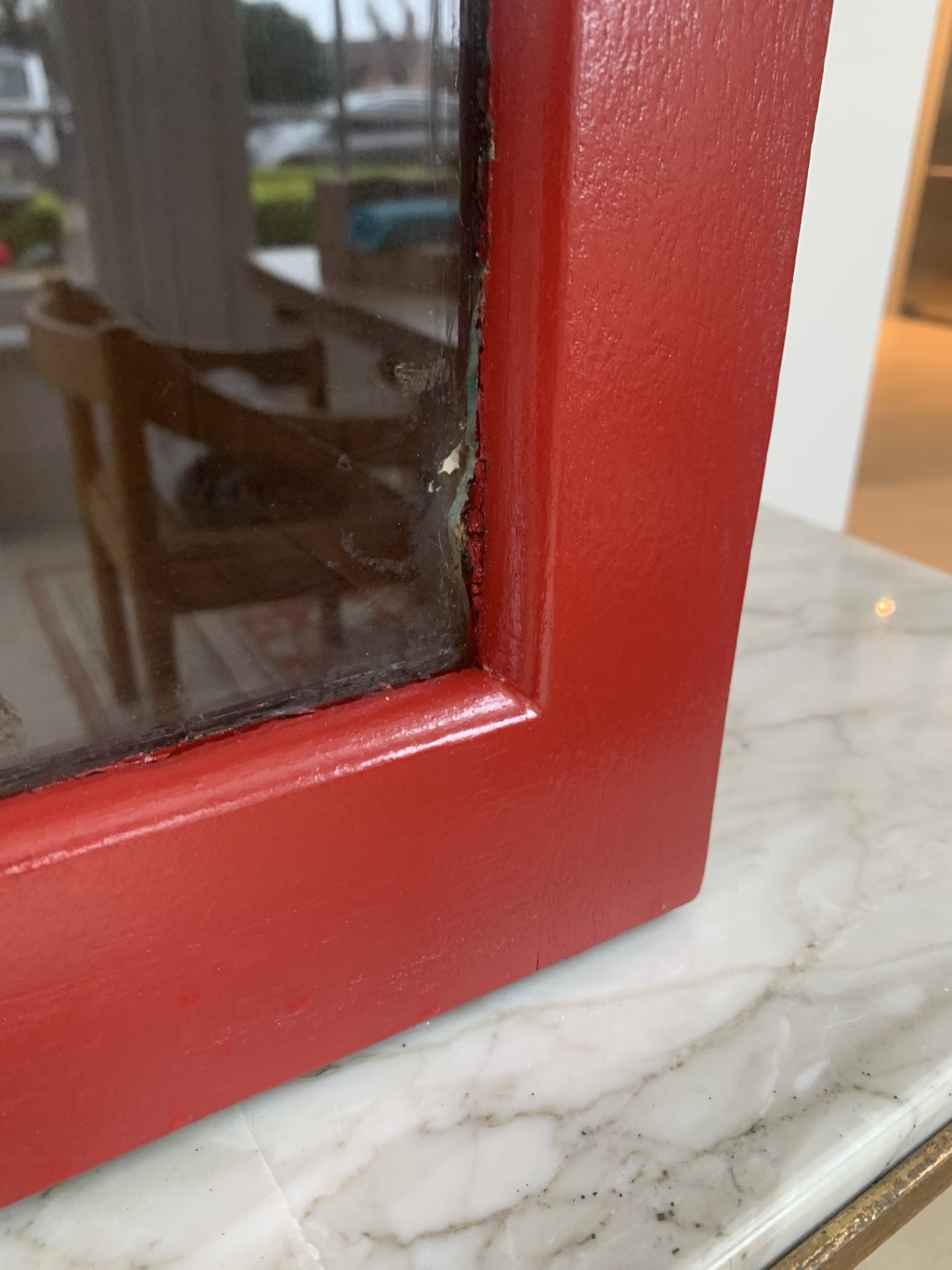 Tall Mahogany Glazed Wall Cabinet Painted in Ferrari Red