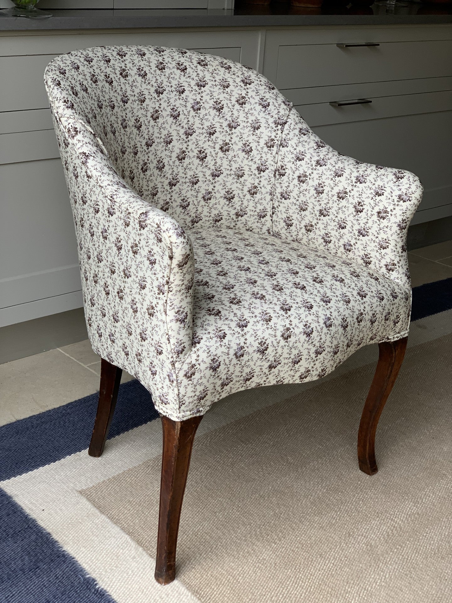 French Tub Chair Upholstered in Howe 36 Bourne St Rambling Rose