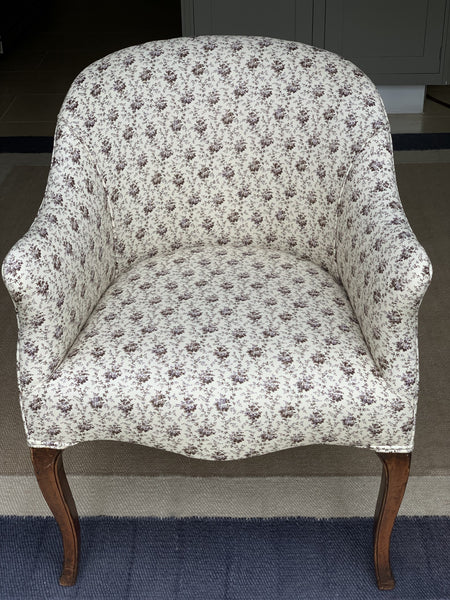 French Tub Chair Upholstered in Howe 36 Bourne St Rambling Rose