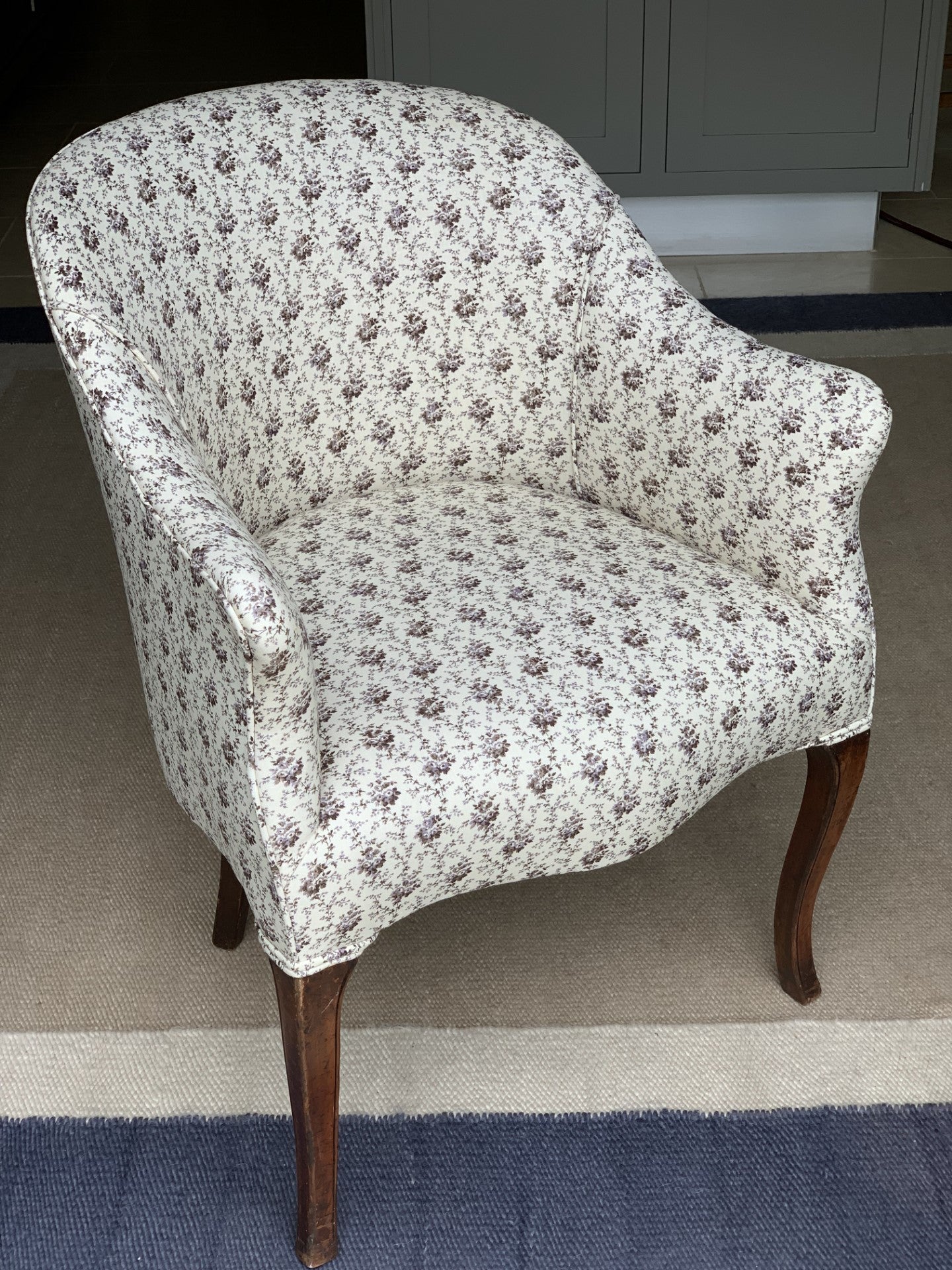 French Tub Chair Upholstered in Howe 36 Bourne St Rambling Rose