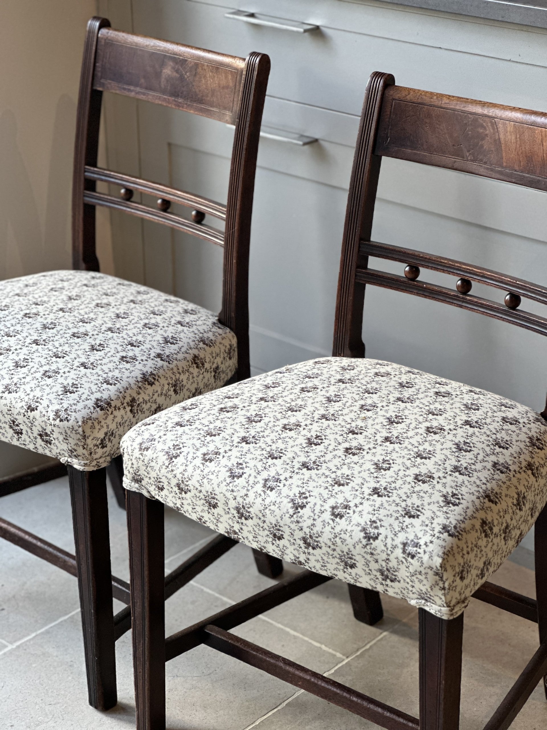 A Pair of Suffolk Ball Back Chairs Upholstered in Howe36BourneSt Rambling Rose