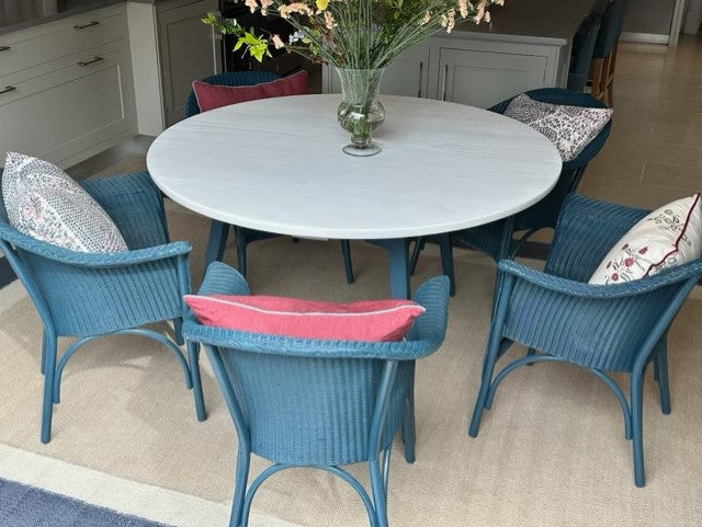 A Set of 8 Vintage Lloyd Loom ‘Lusty’ Chairs in F&B Hague Blue