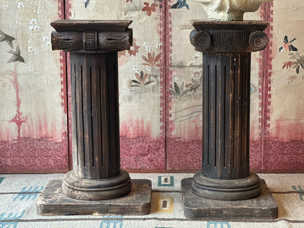 Pair of Large Rustic Heavy Wooden Decorative Columns