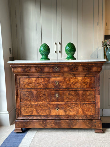 Large French Commode with White Marble top