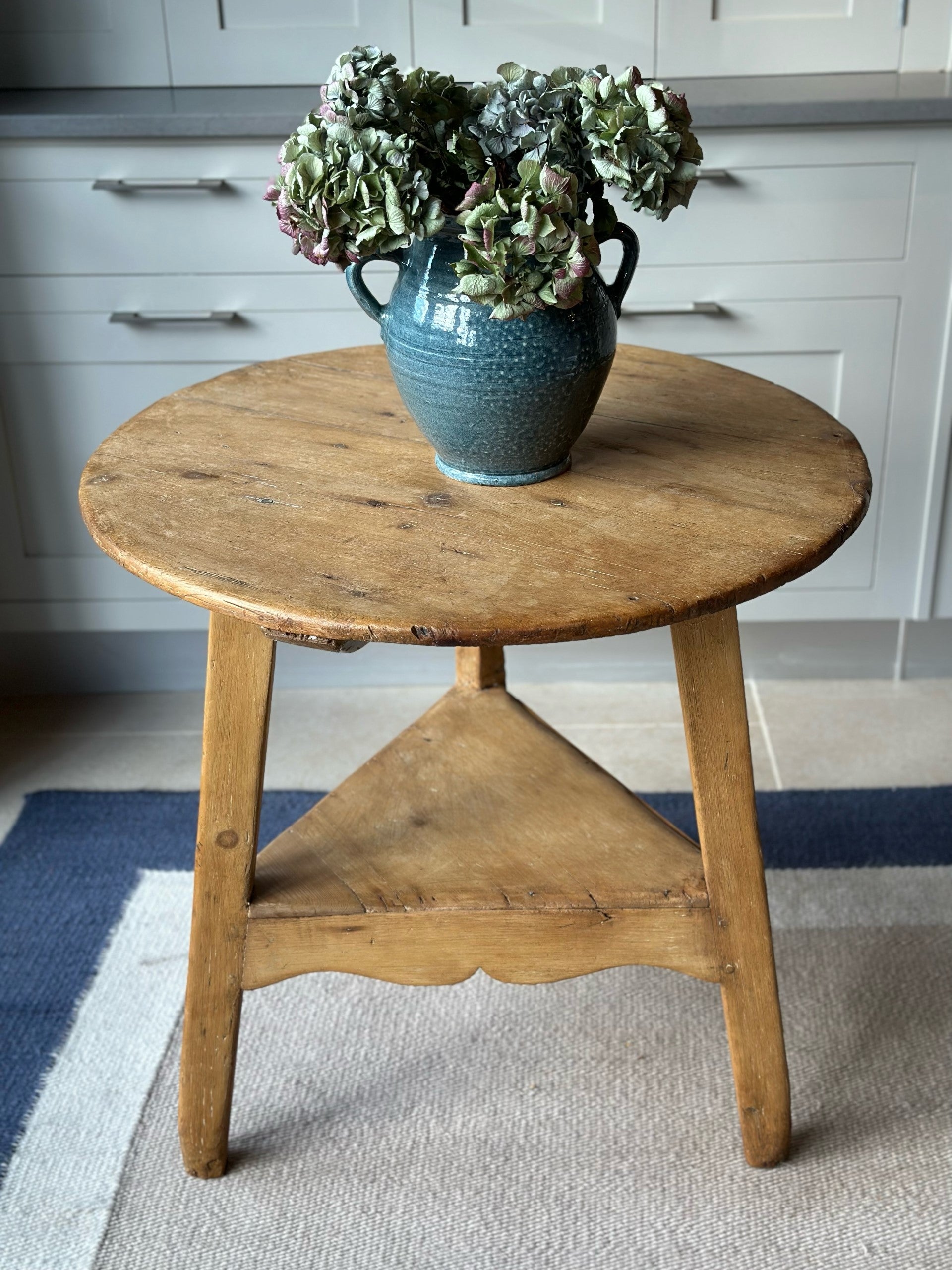 Pine Cricket Table with apron shelf