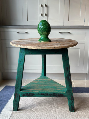 Pine Cricket Table with green base