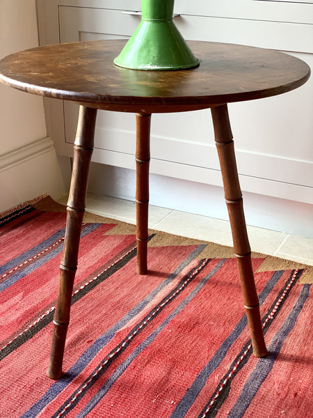 Elm side table with faux bamboo legs