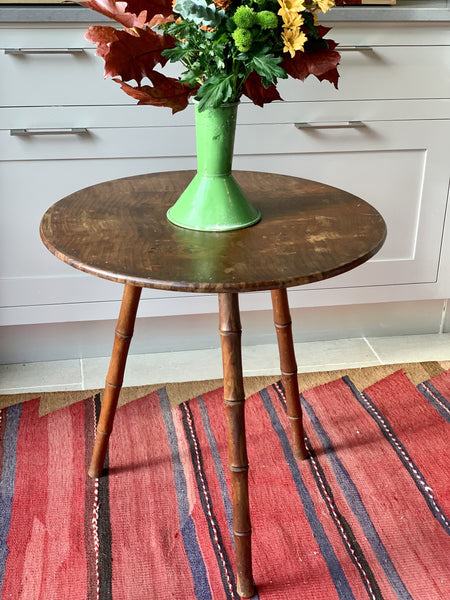 Elm side table with faux bamboo legs
