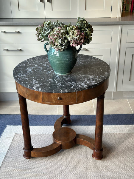 Small Gueridon with grey marble top and spinning legs