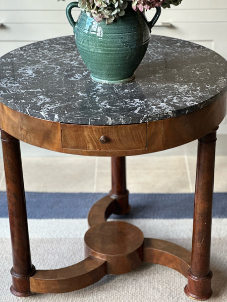 Small Gueridon with grey marble top and spinning legs