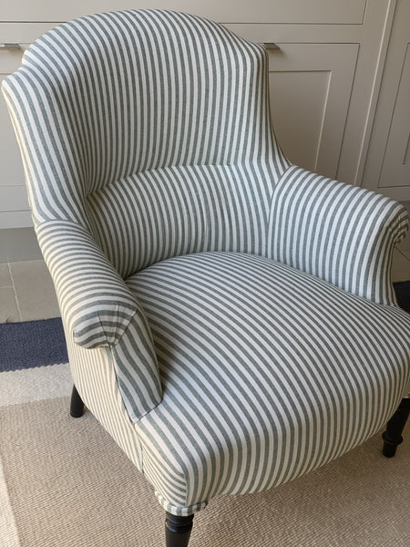 Pair of Crapaud Chairs in Green and White Stripe