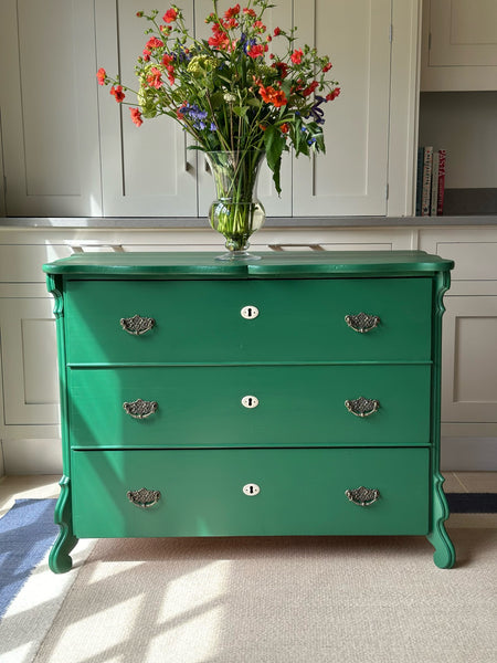 Reserved Continental Chest of Drawers Painted in Traffic Green