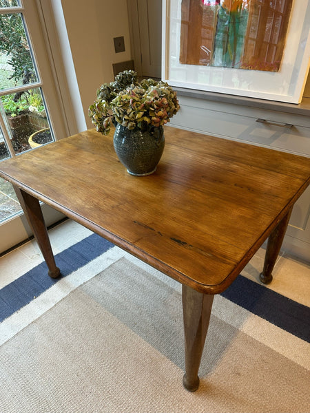 Honeyed Oak Top Table with Tapered Legs and Ball Feet
