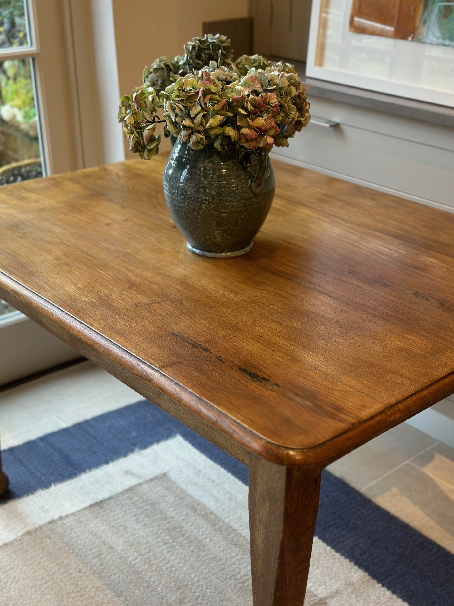 Honeyed Oak Top Table with Tapered Legs and Ball Feet