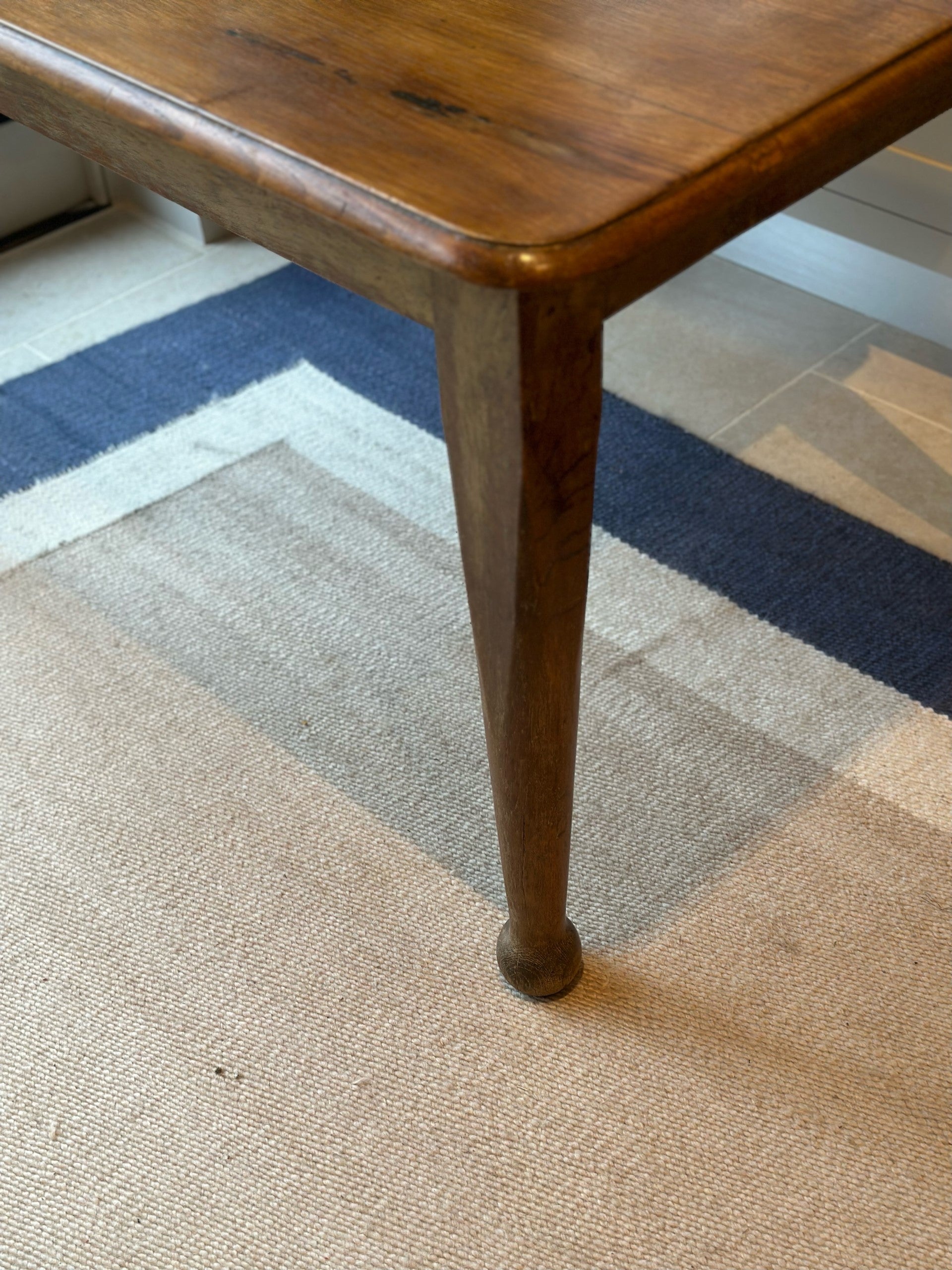 Honeyed Oak Top Table with Tapered Legs and Ball Feet