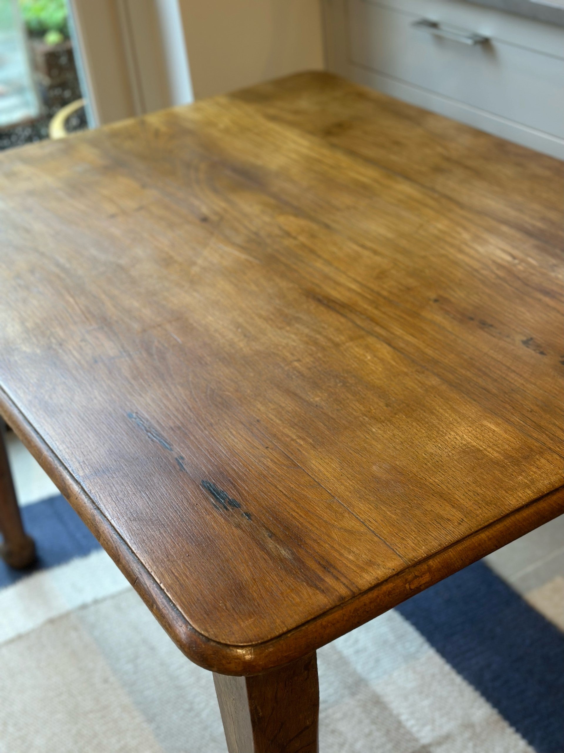 Honeyed Oak Top Table with Tapered Legs and Ball Feet