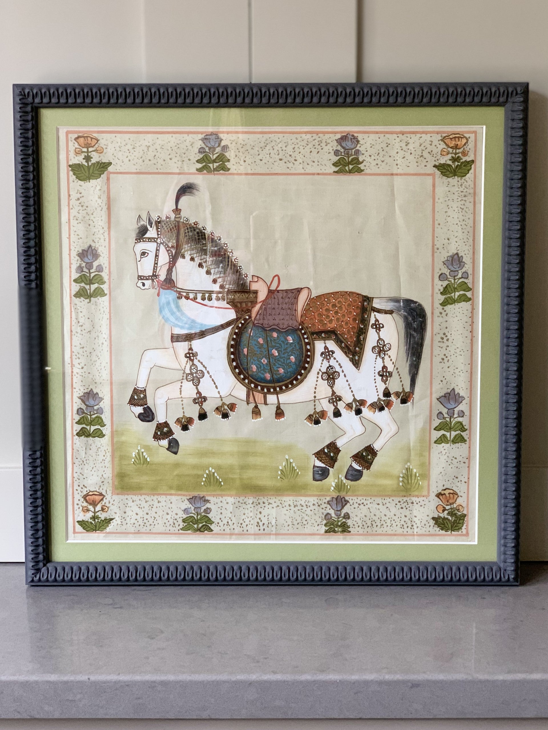 Framed Silk Horse Picture