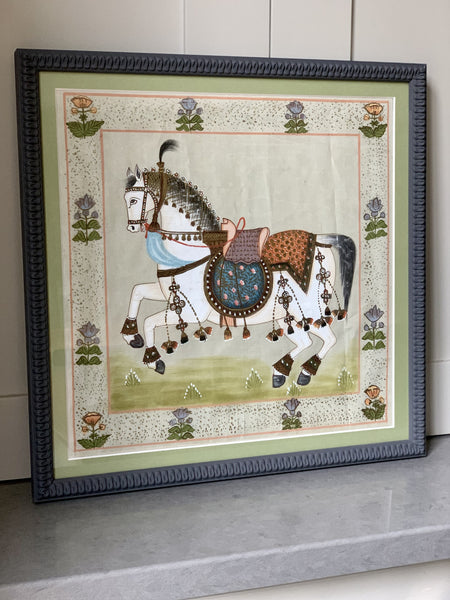 Framed Silk Horse Picture