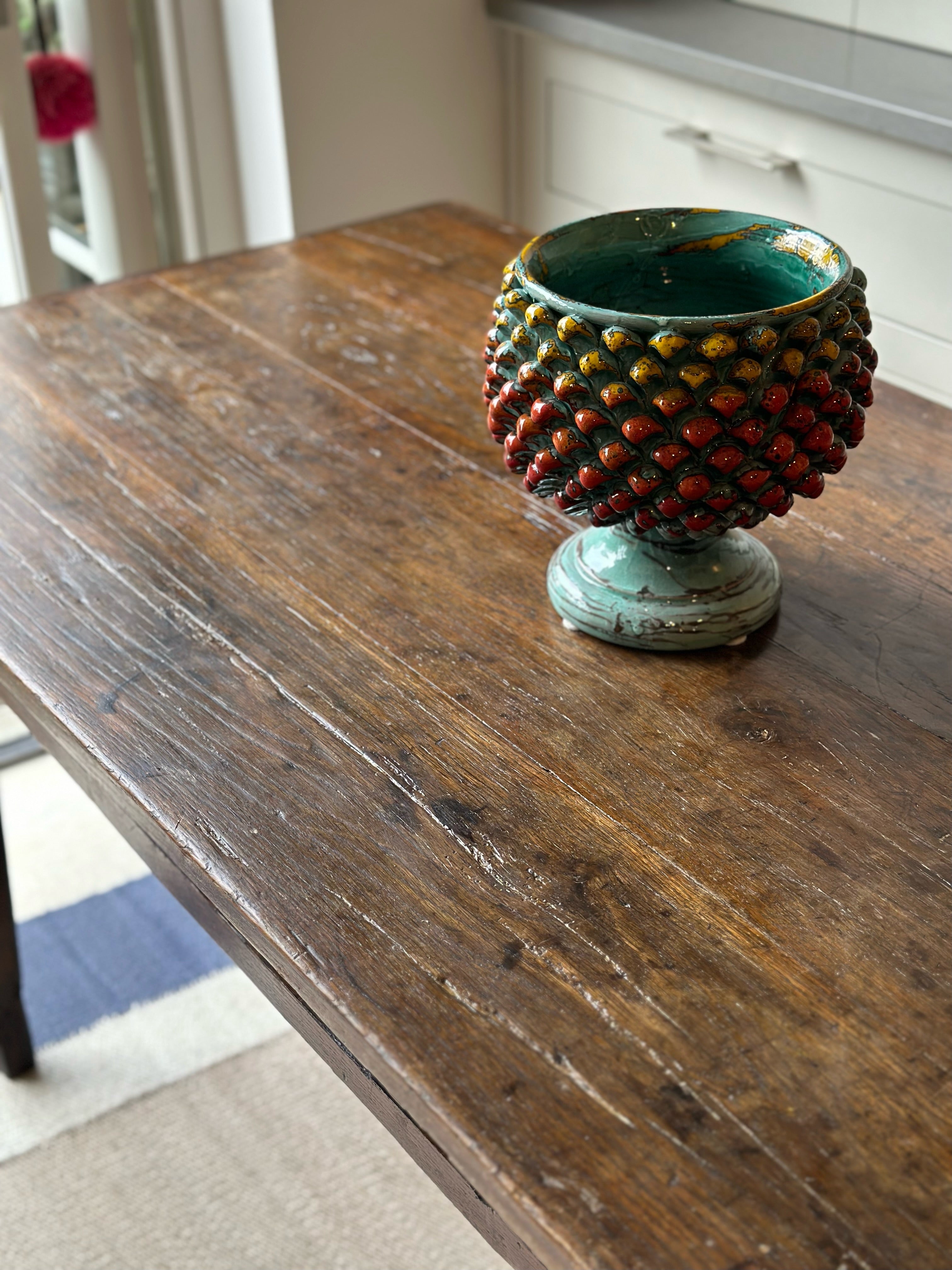 Early 19th C French Oak Table with back to front drawer