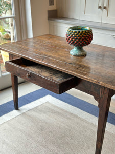 Early 19th C French Oak Table with back to front drawer
