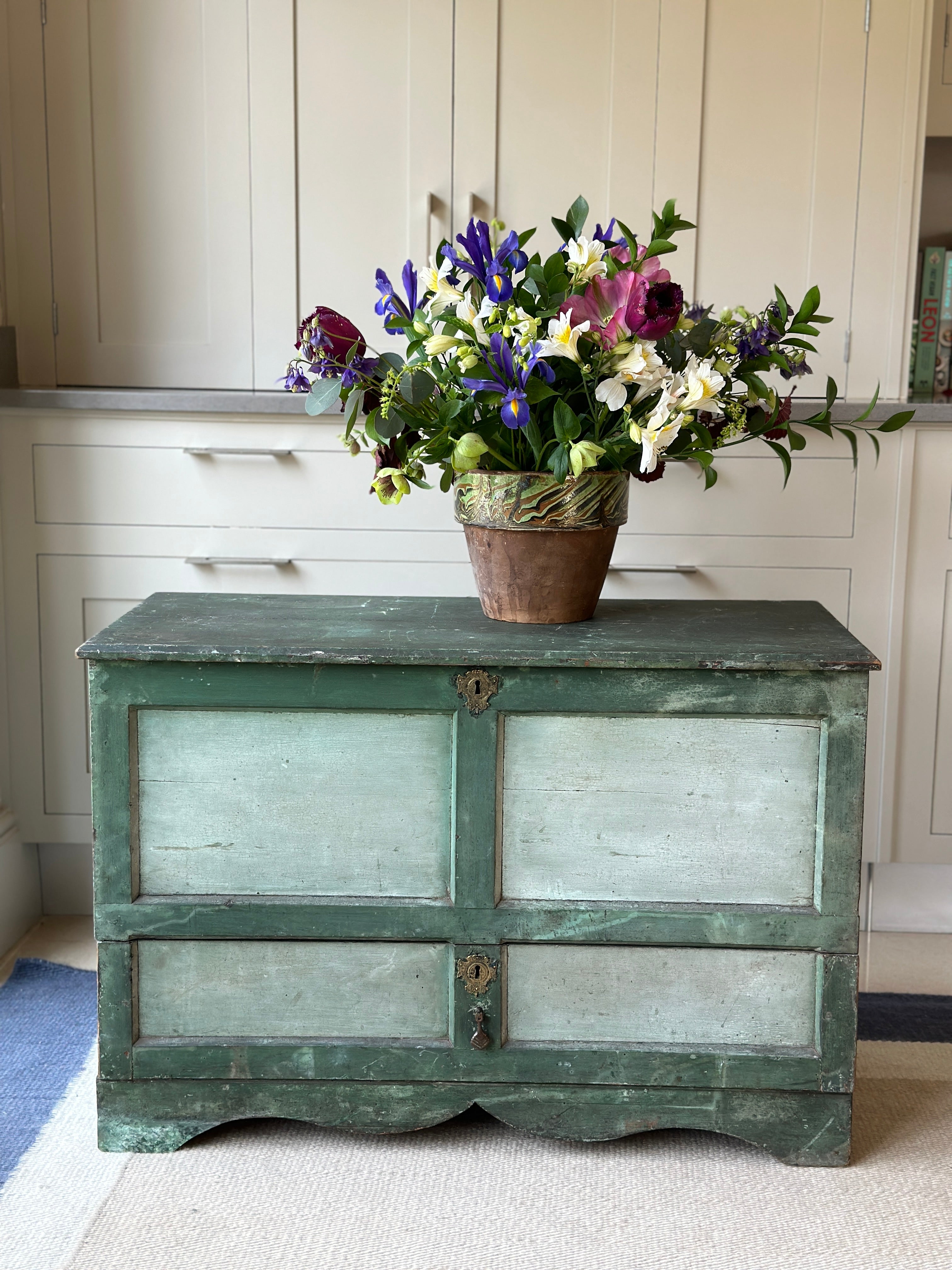 Charming 19th Century Painted Mule Chest