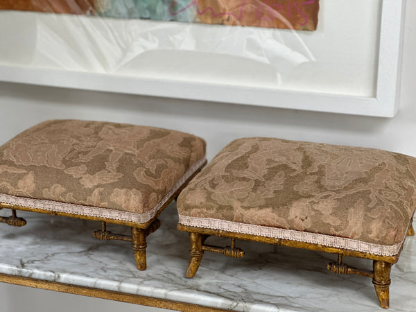 Pair of William IV Faux Bamboo Gilt Footstools