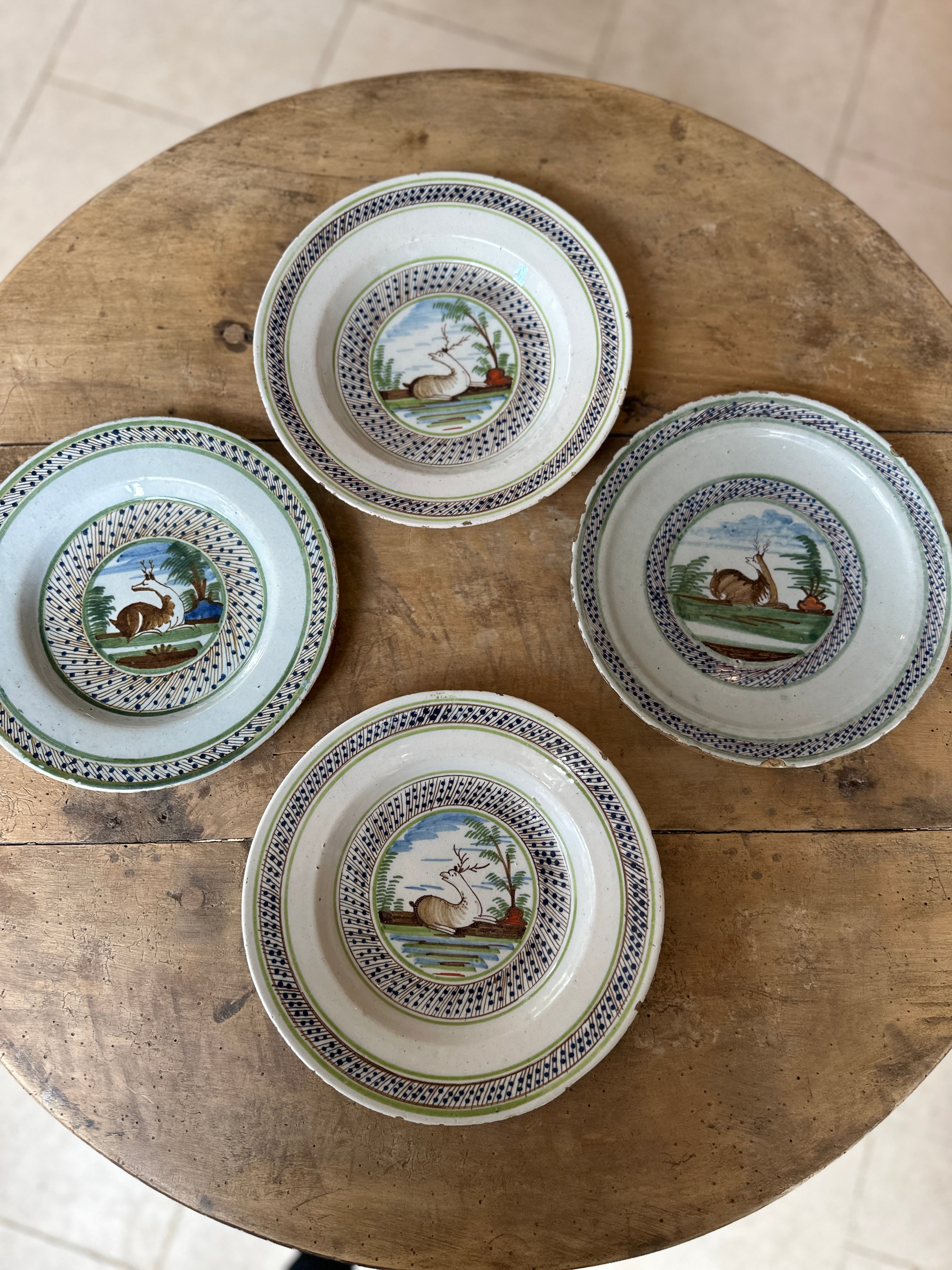 Set of 4 C18th Polychrome Delft Plate