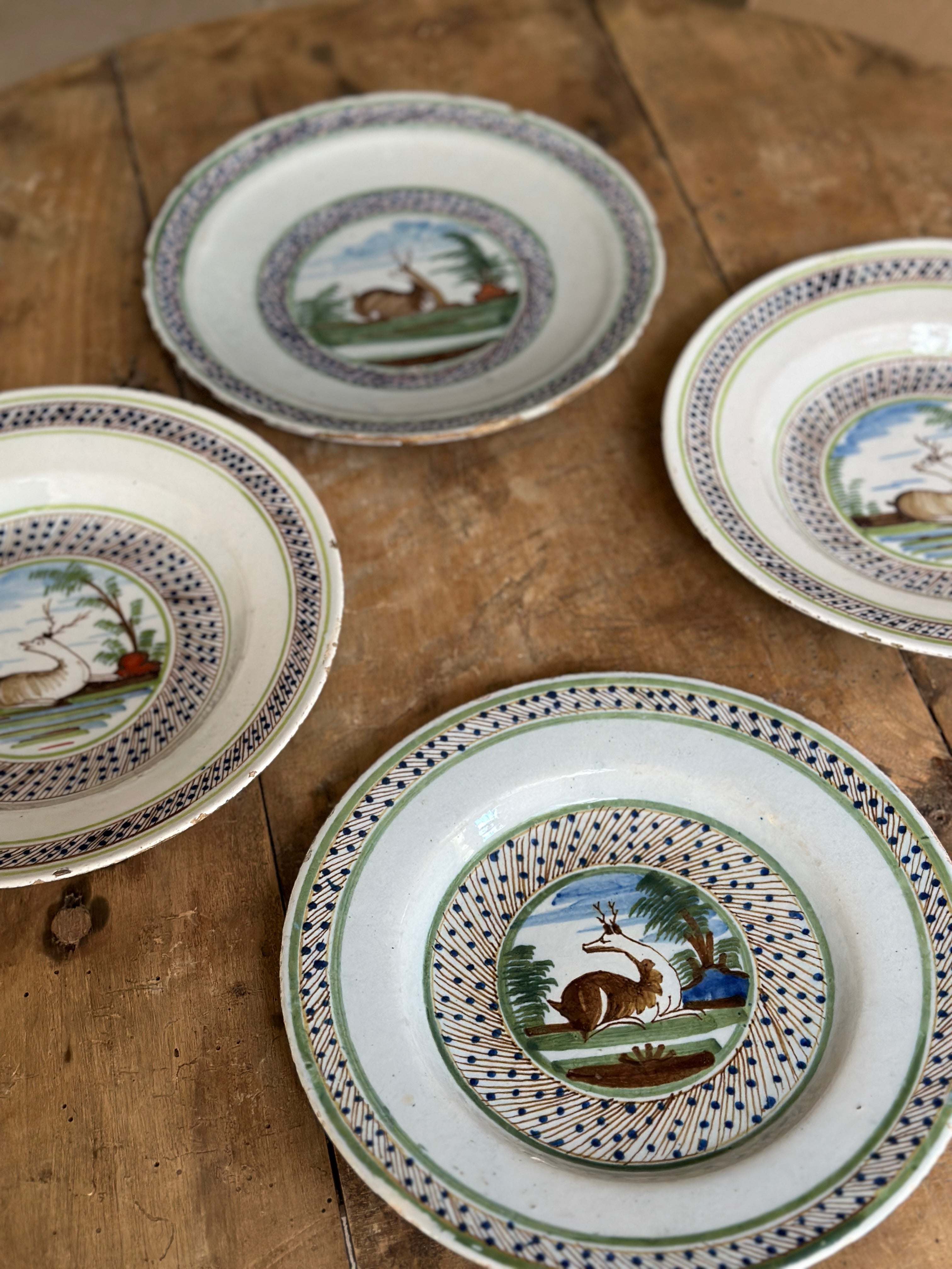 Set of 4 C18th Polychrome Delft Plate