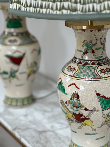 Pair of Polychrome Chinese Vases Converted to Table Lamps