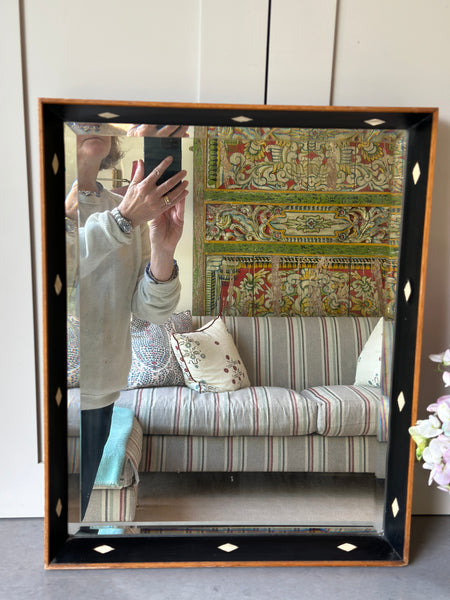 Mid Century Mirror with Bevelled Plate and Black Border