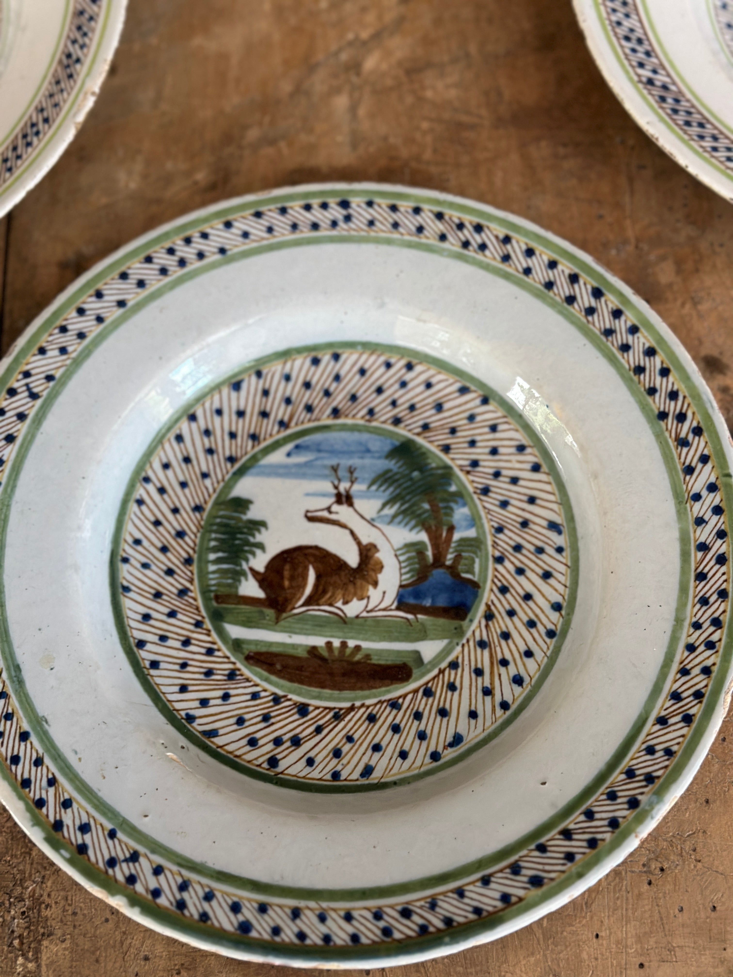 Set of 4 C18th Polychrome Delft Plate