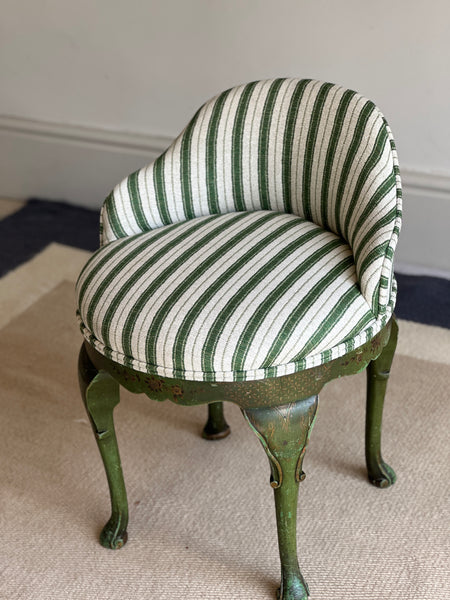 Small Chinoiserie Green Dressing Table Chair