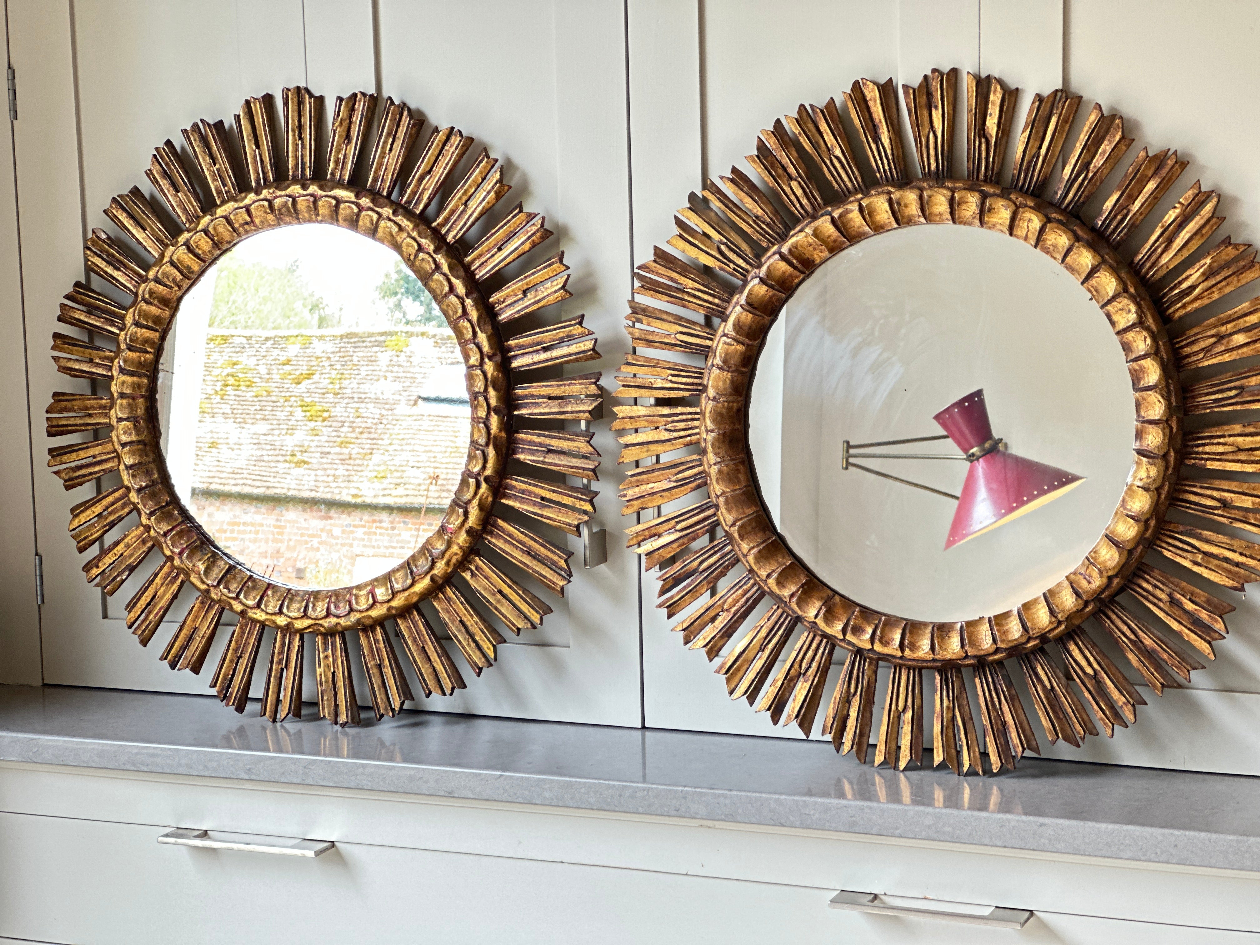 Pair of Gilt Starburst Mirror