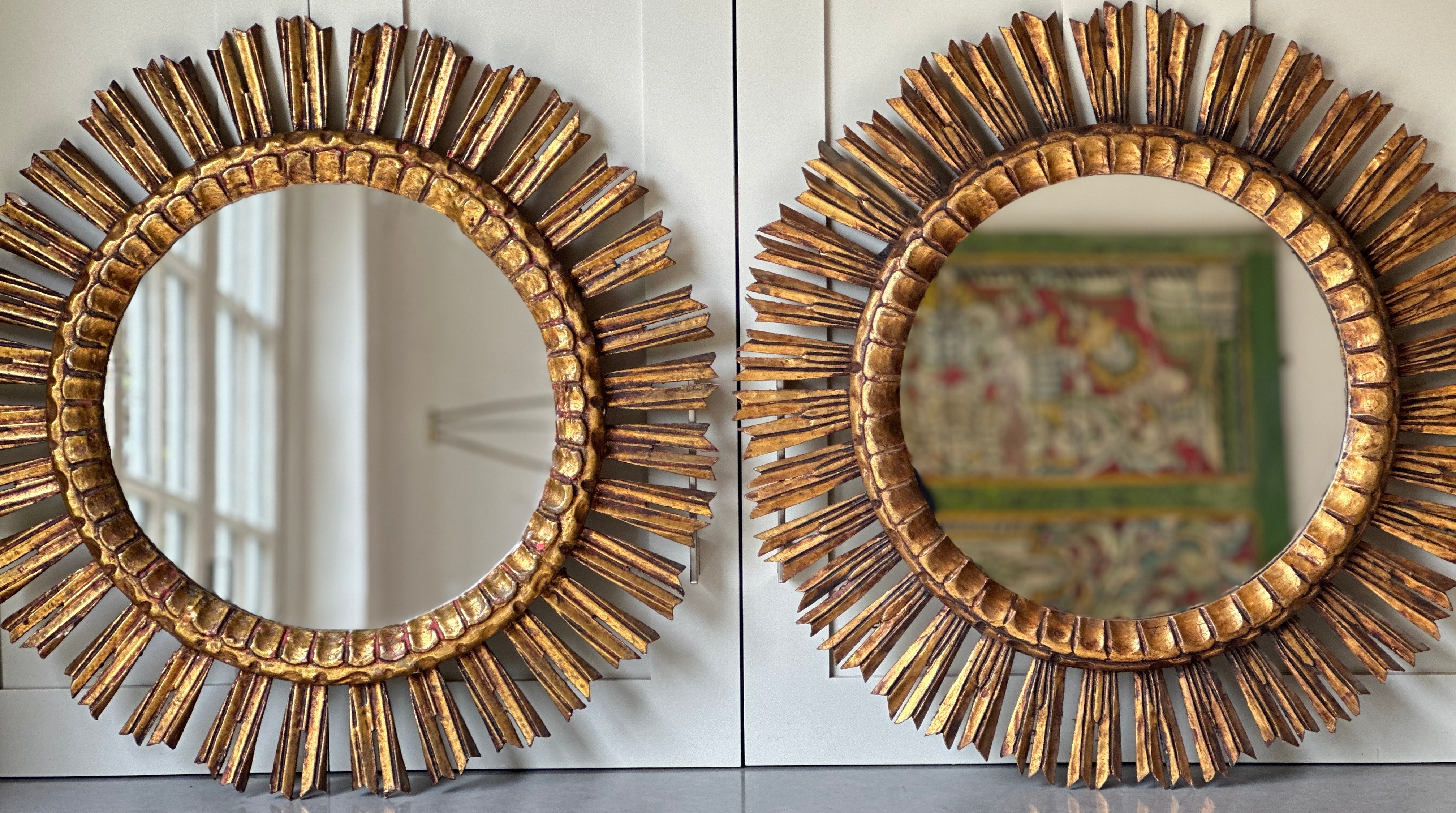 Pair of Gilt Starburst Mirror