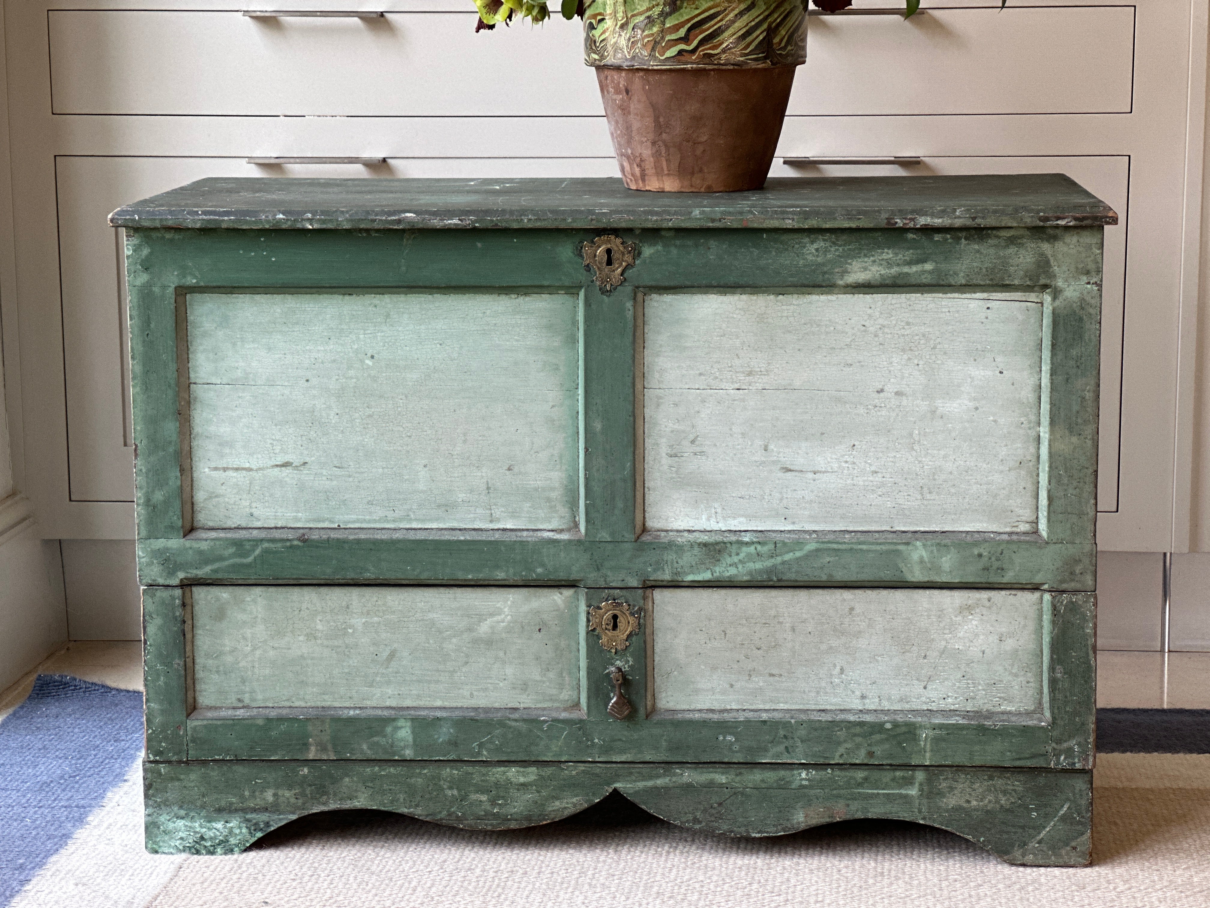 Charming 19th Century Painted Mule Chest