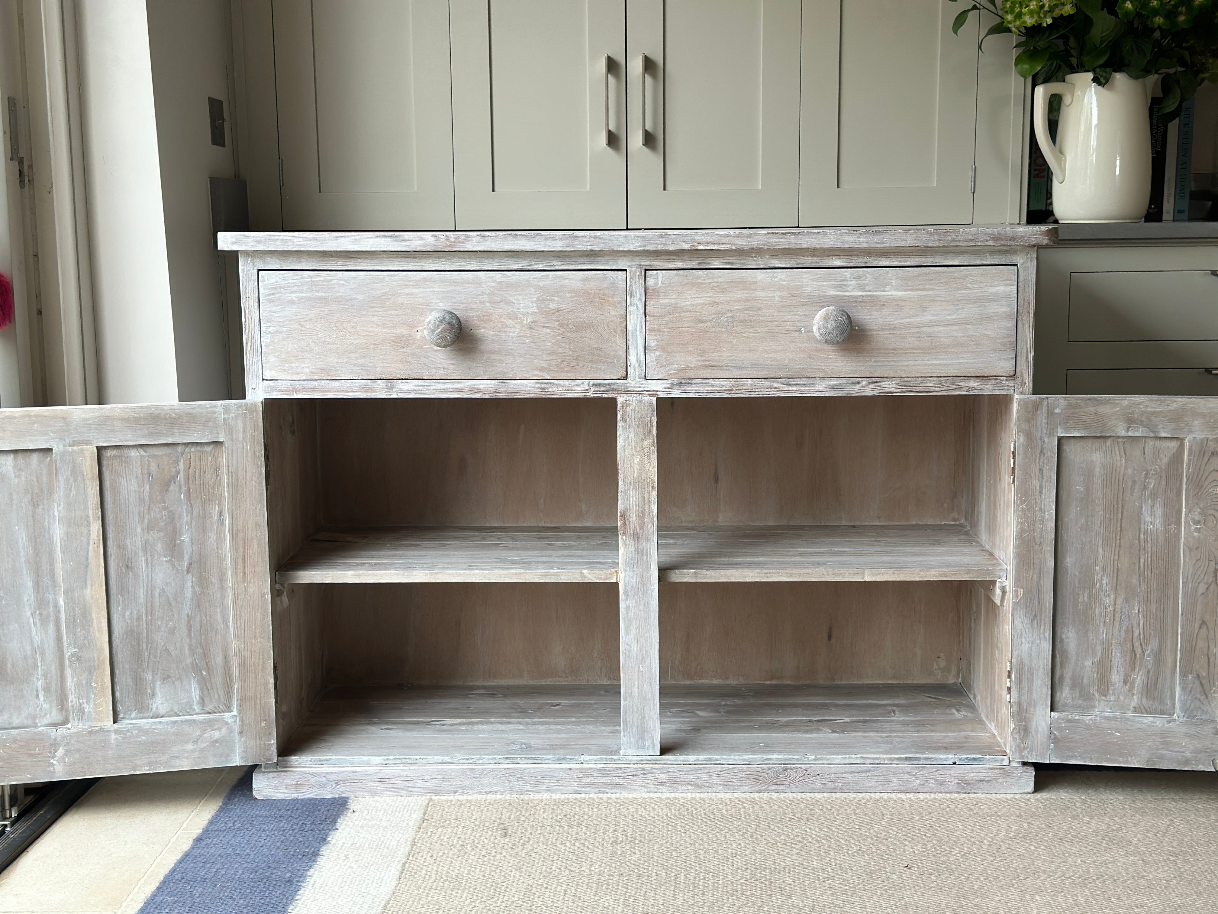 Large Lime Washed Pine Dresser Base