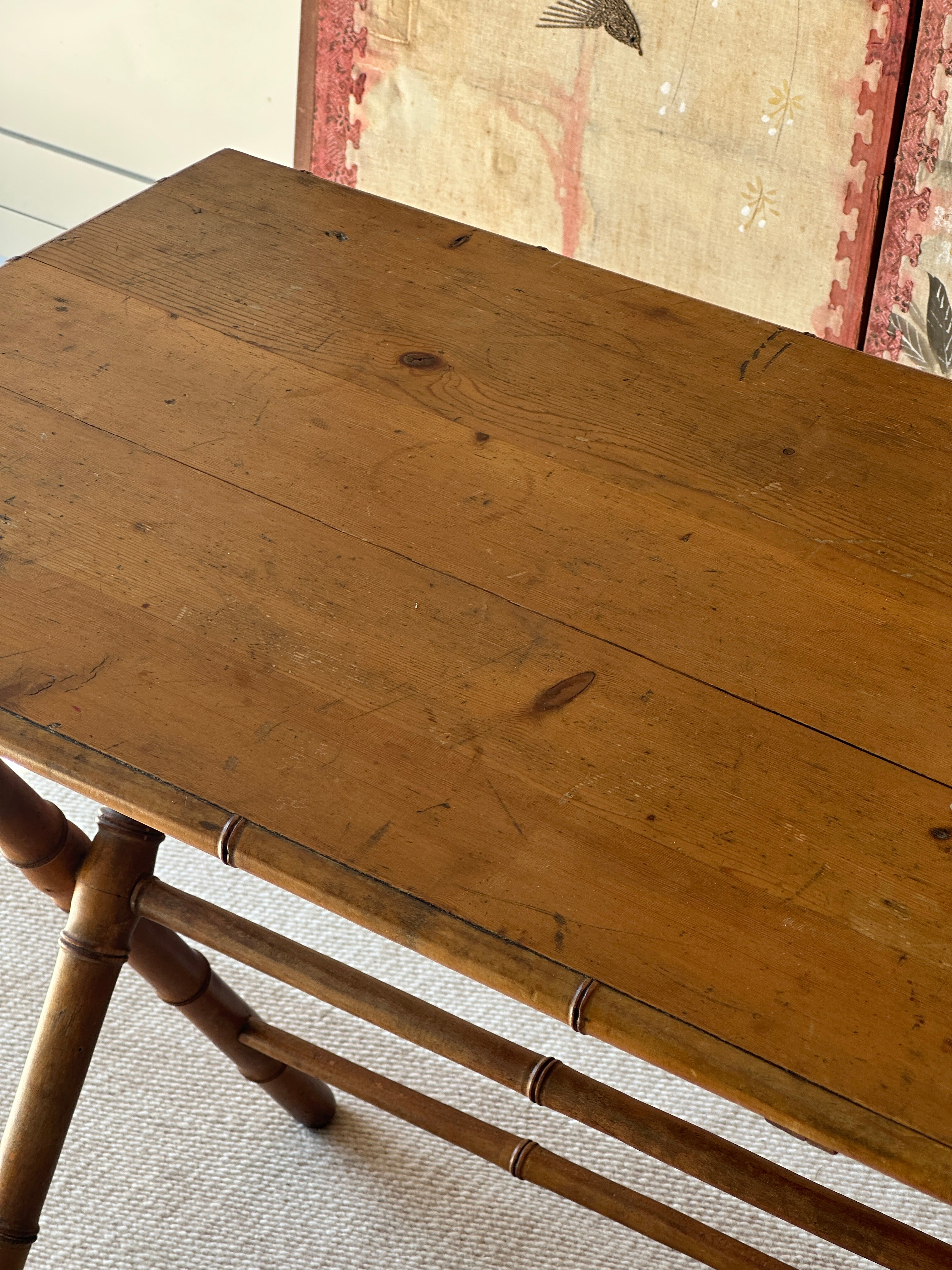 Lovely Folding Campaign Table with Simulated Bamboo Legs