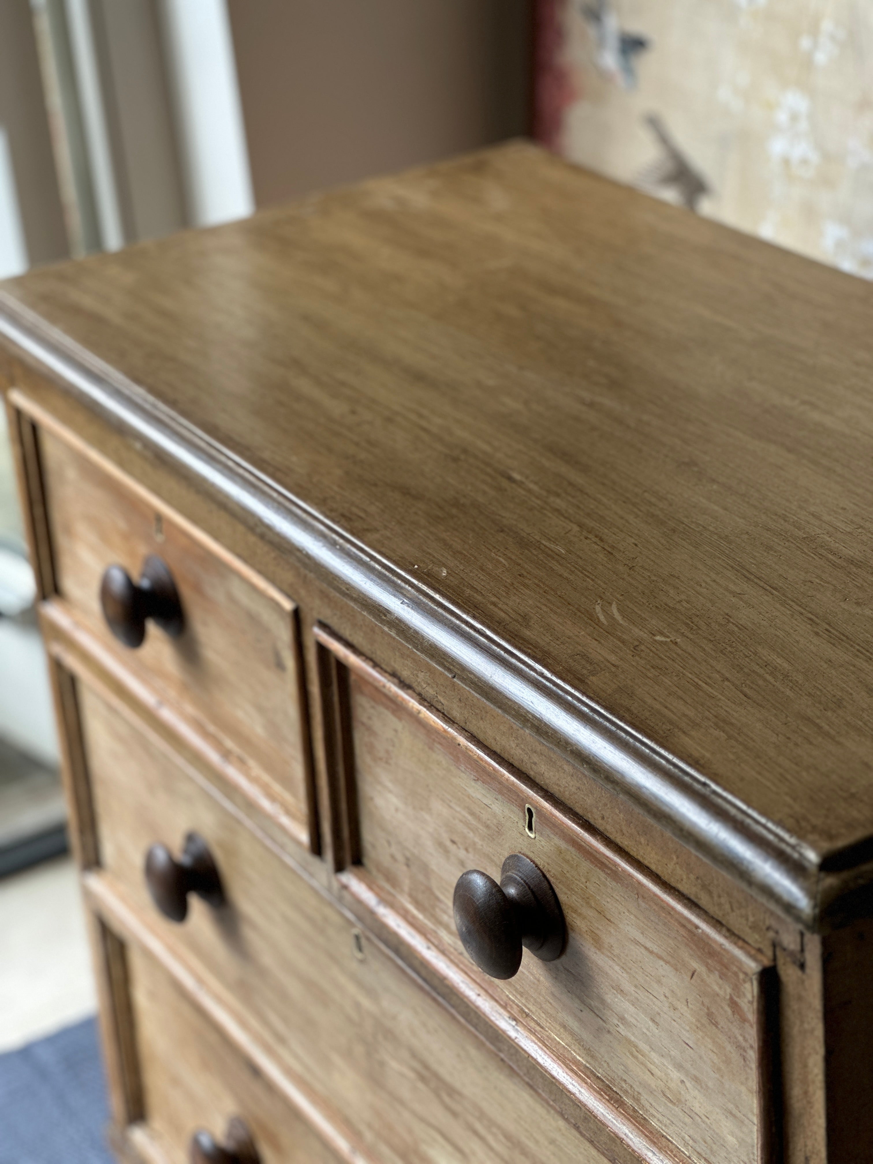 Charming Ochre Glazed Small Pine chest of drawers