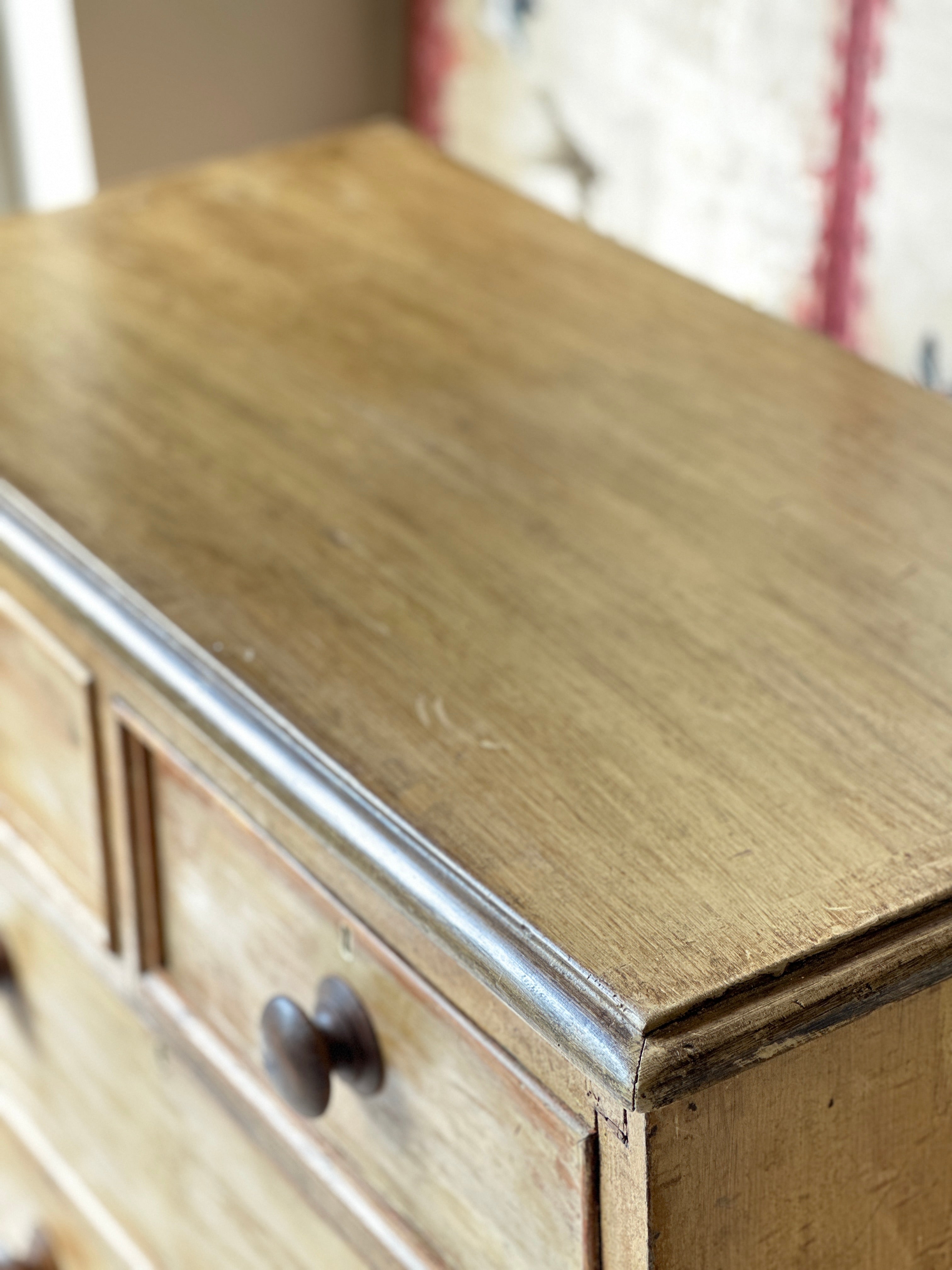 Charming Ochre Glazed Small Pine chest of drawers